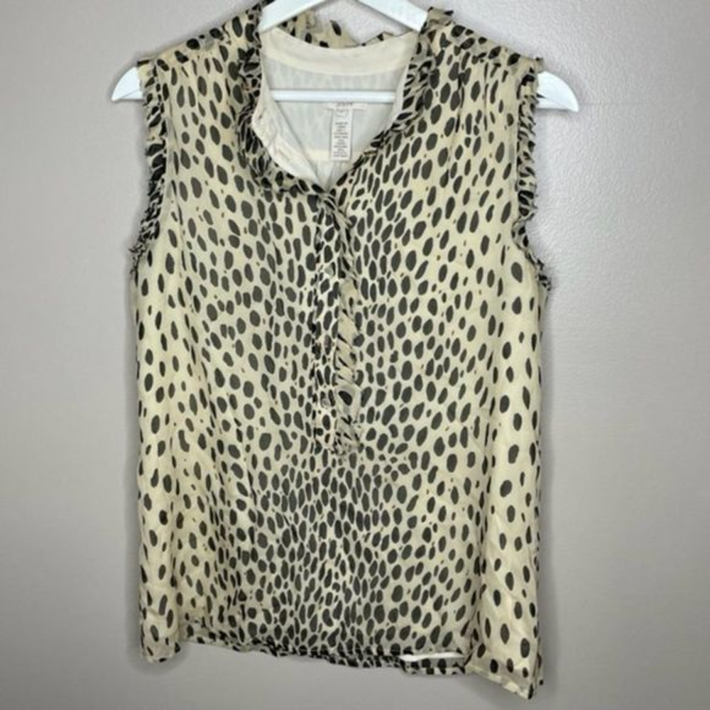 J. Crew Silk‎ Animal Print Ruffle Blouse